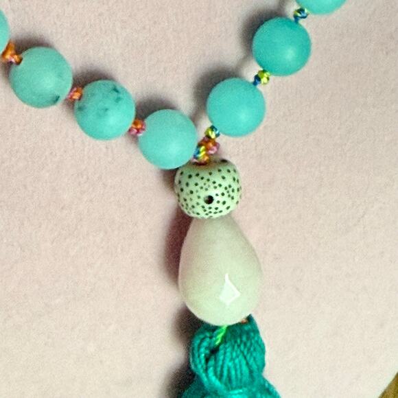 52 Inch Aventurine Mala Necklace With Rose Quartz Tagua Nut - Picture 5 of 10
